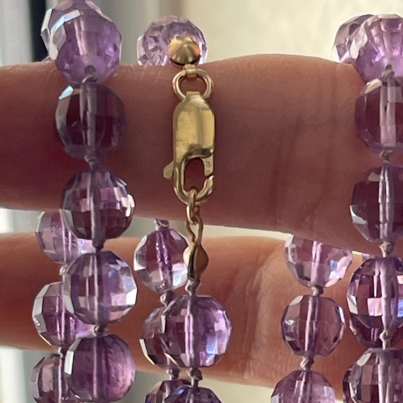 Faceted natural 8mm high quality amethyst bead 14/20 gold filled long necklacece - Picture 8 of 10